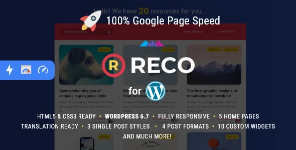 Reco – Minimal Lightweight AMP Theme for Freebies